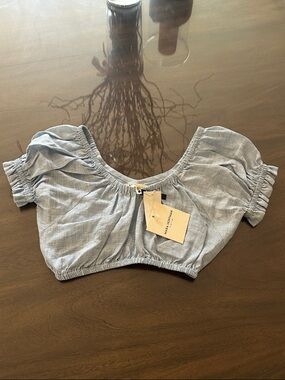NWT Mara Hoffman Cropped Blouse Blue XS